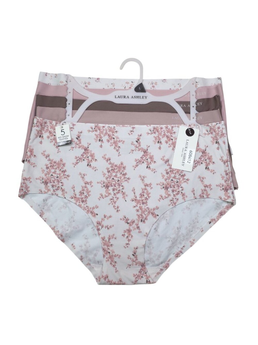 Laura Ashley Womens L 5-Pack No-Show Panties Super Soft Earthtone Colors